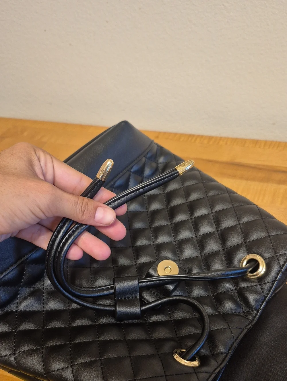 Harrods Black Quilted Leather faux Backpack
